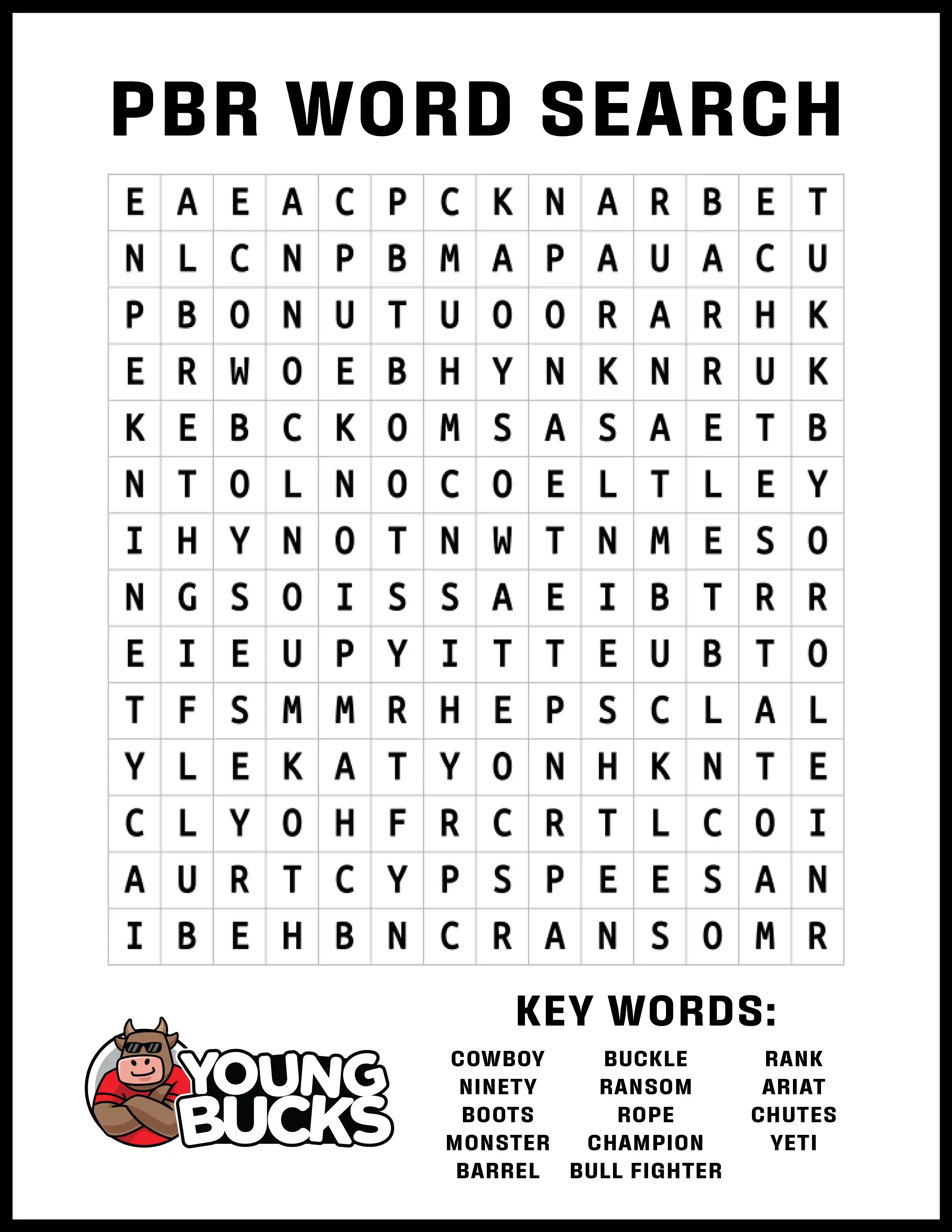 Cowboy Word Search - Download